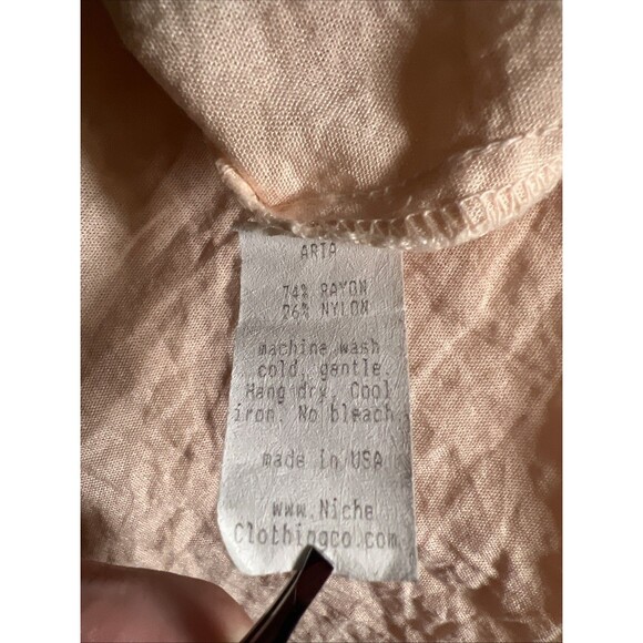 Niche Nilgun Derman Peach Colored Shirt Dress L Half Buttons Knee Length - Picture 8 of 8